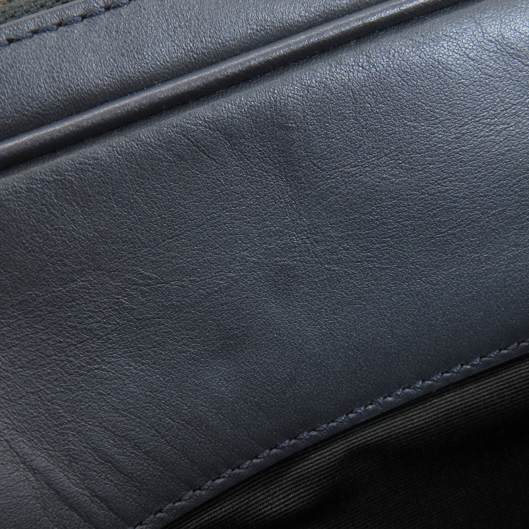 COACH Business bag leather Navy Signature 2WAY Women Used Authentic