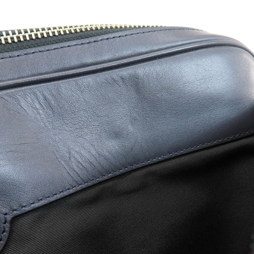 COACH Business bag leather Navy Signature 2WAY Women Used Authentic