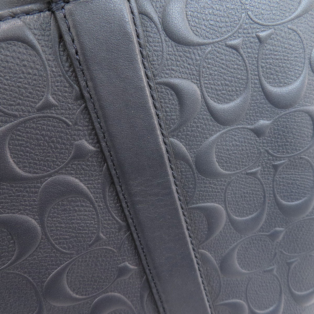 COACH Business bag leather Navy Signature 2WAY Women Used Authentic