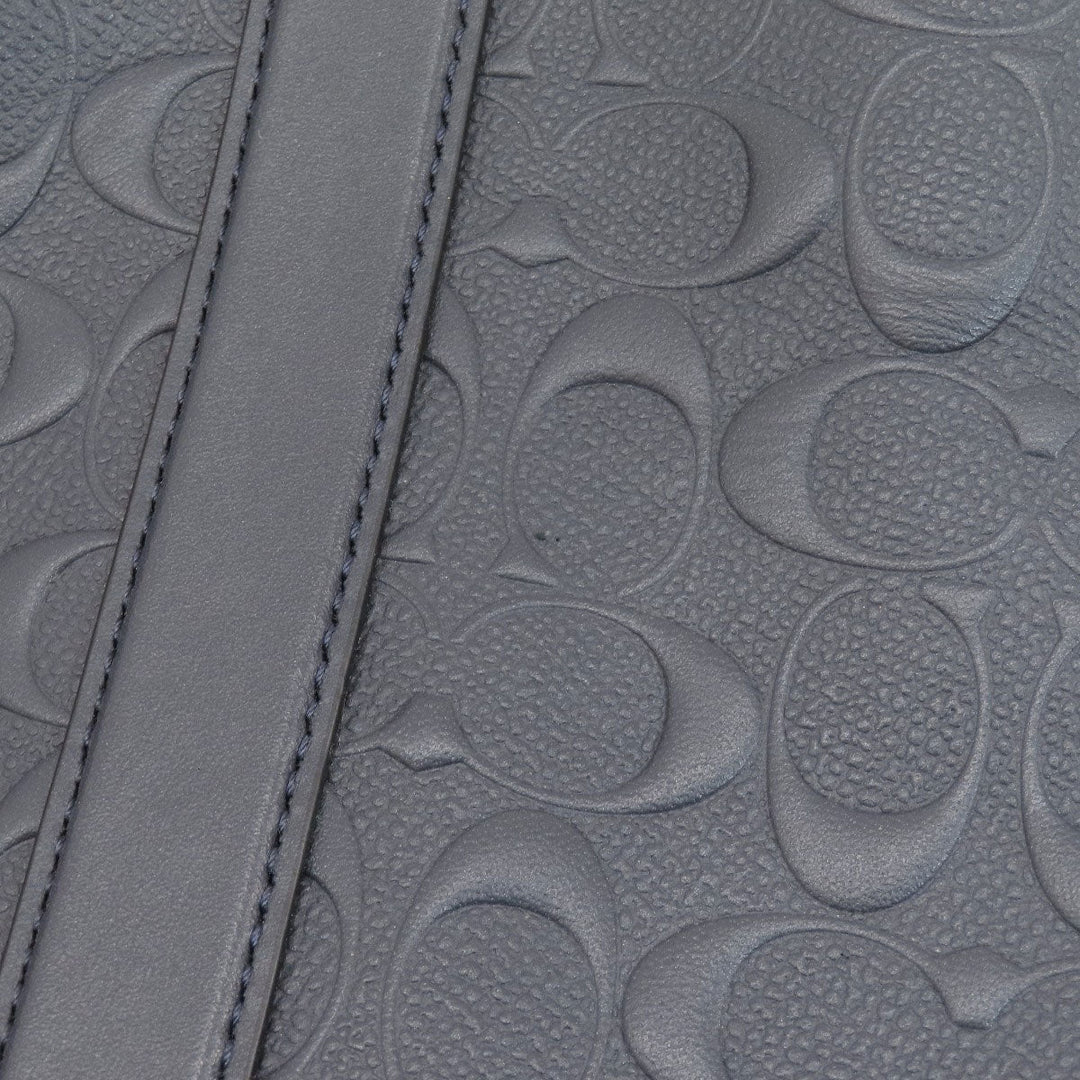 COACH Business bag leather Navy Signature 2WAY Women Used Authentic