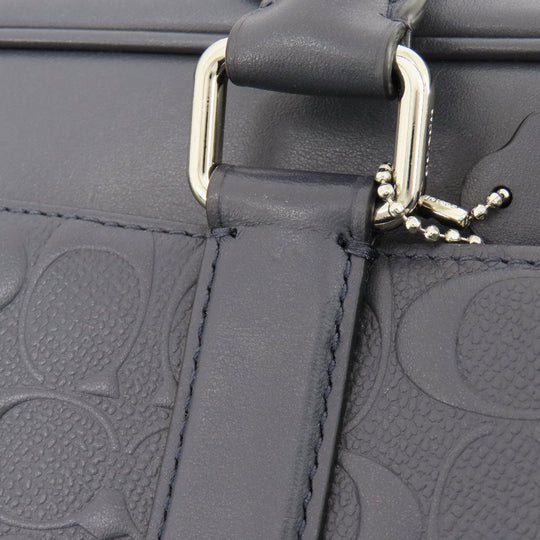 COACH Business bag leather Navy Signature 2WAY Women Used Authentic