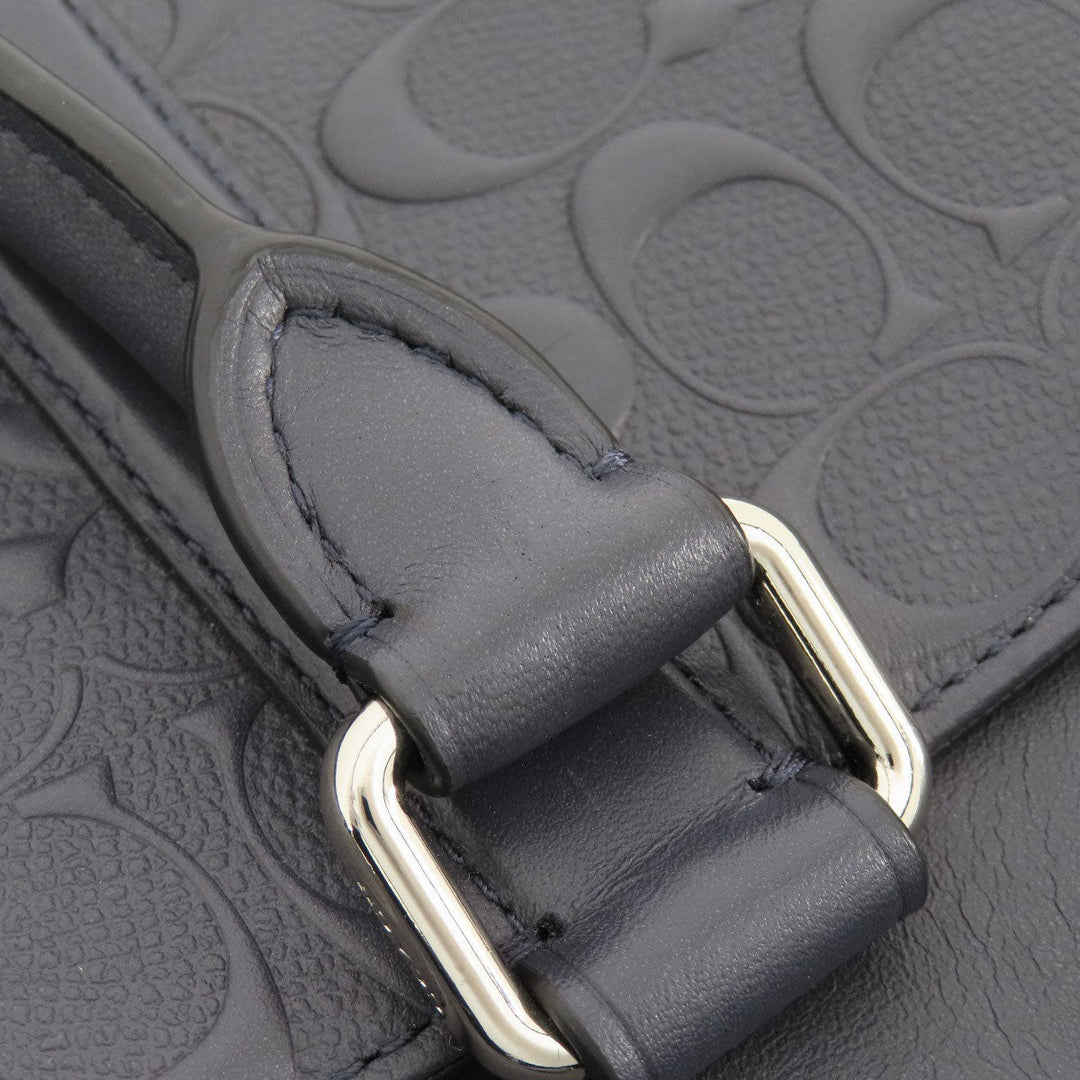 COACH Business bag leather Navy Signature 2WAY Women Used Authentic
