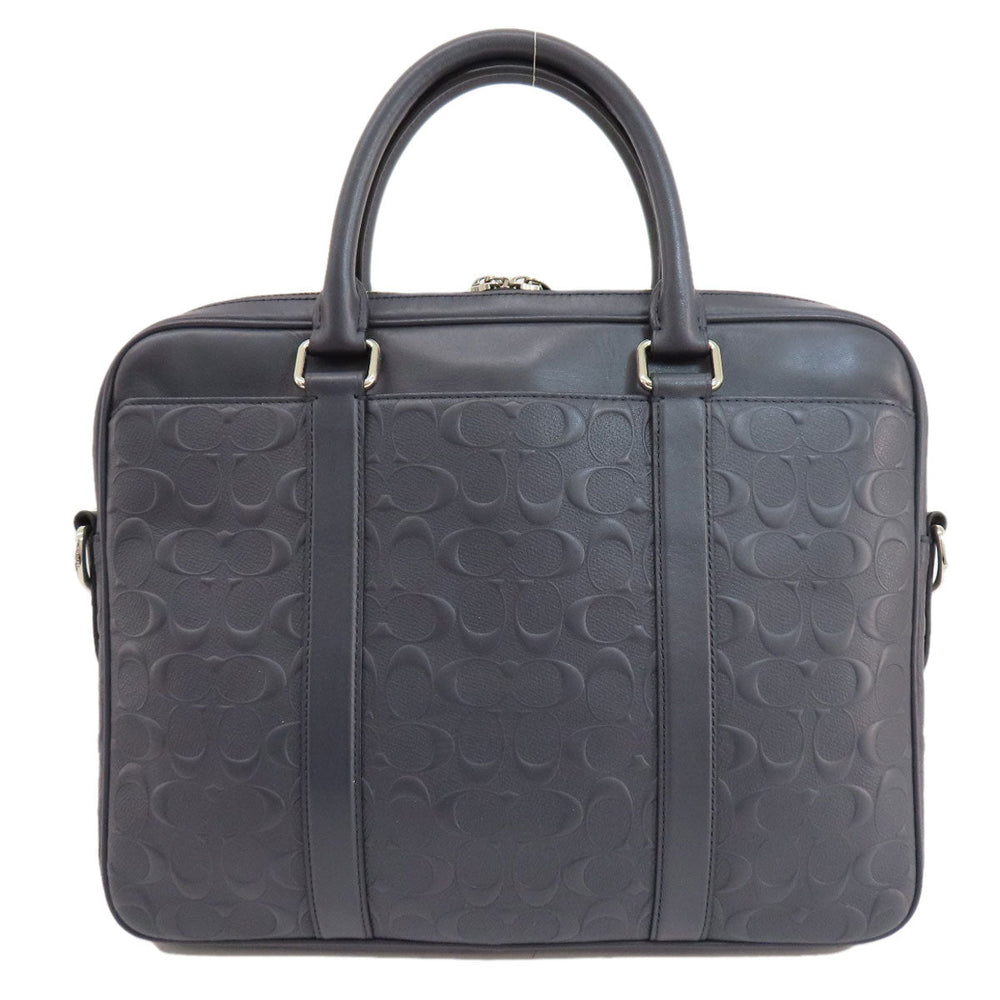 COACH Business bag leather Navy Signature 2WAY Women Used Authentic