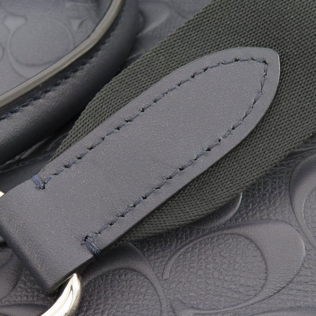 COACH Business bag leather Navy Signature 2WAY Women Used Authentic