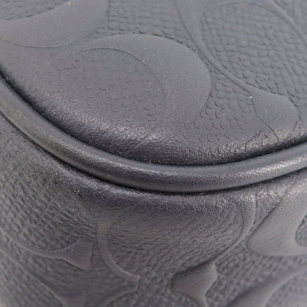 COACH Business bag leather Navy Signature 2WAY Women Used Authentic