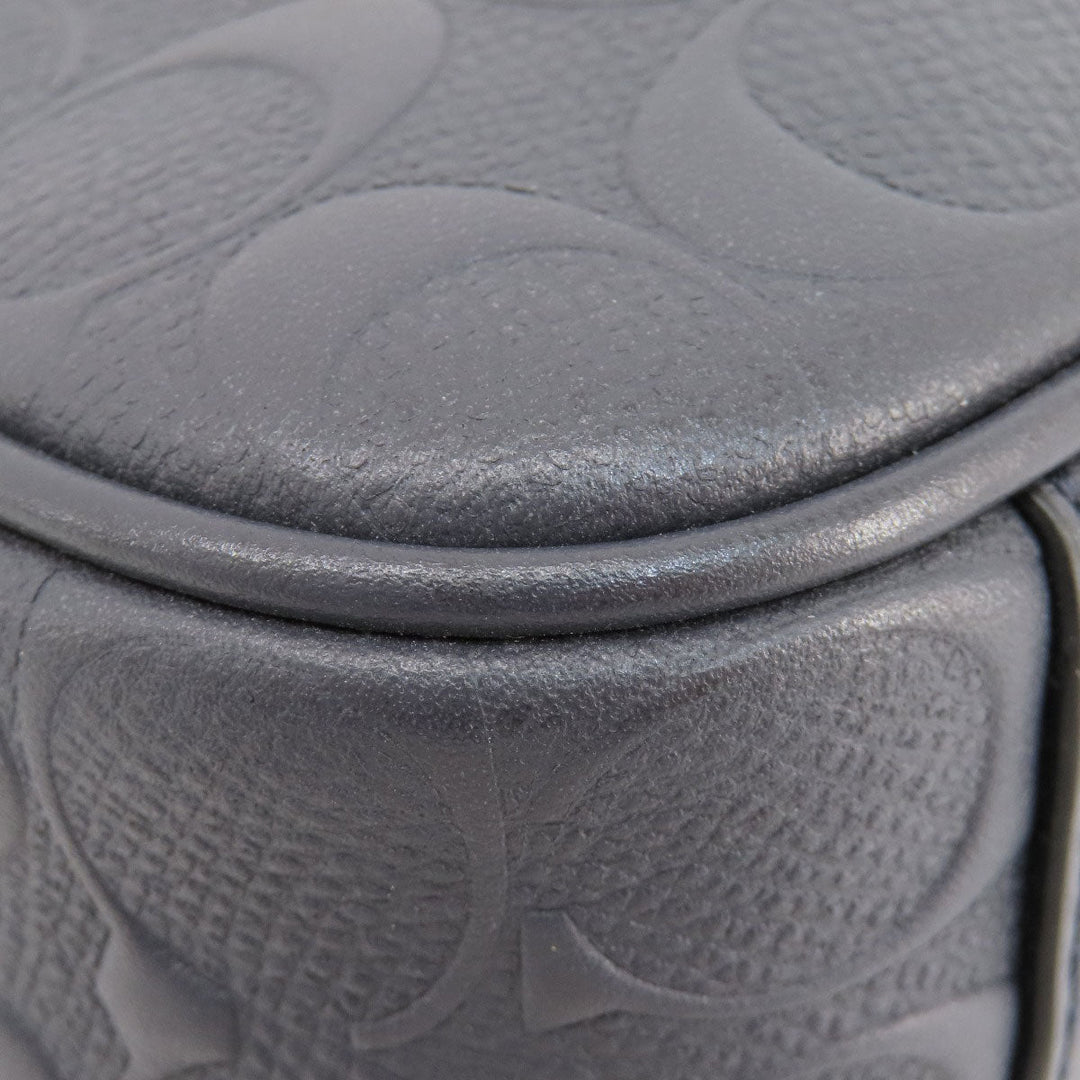 COACH Business bag leather Navy Signature 2WAY Women Used Authentic