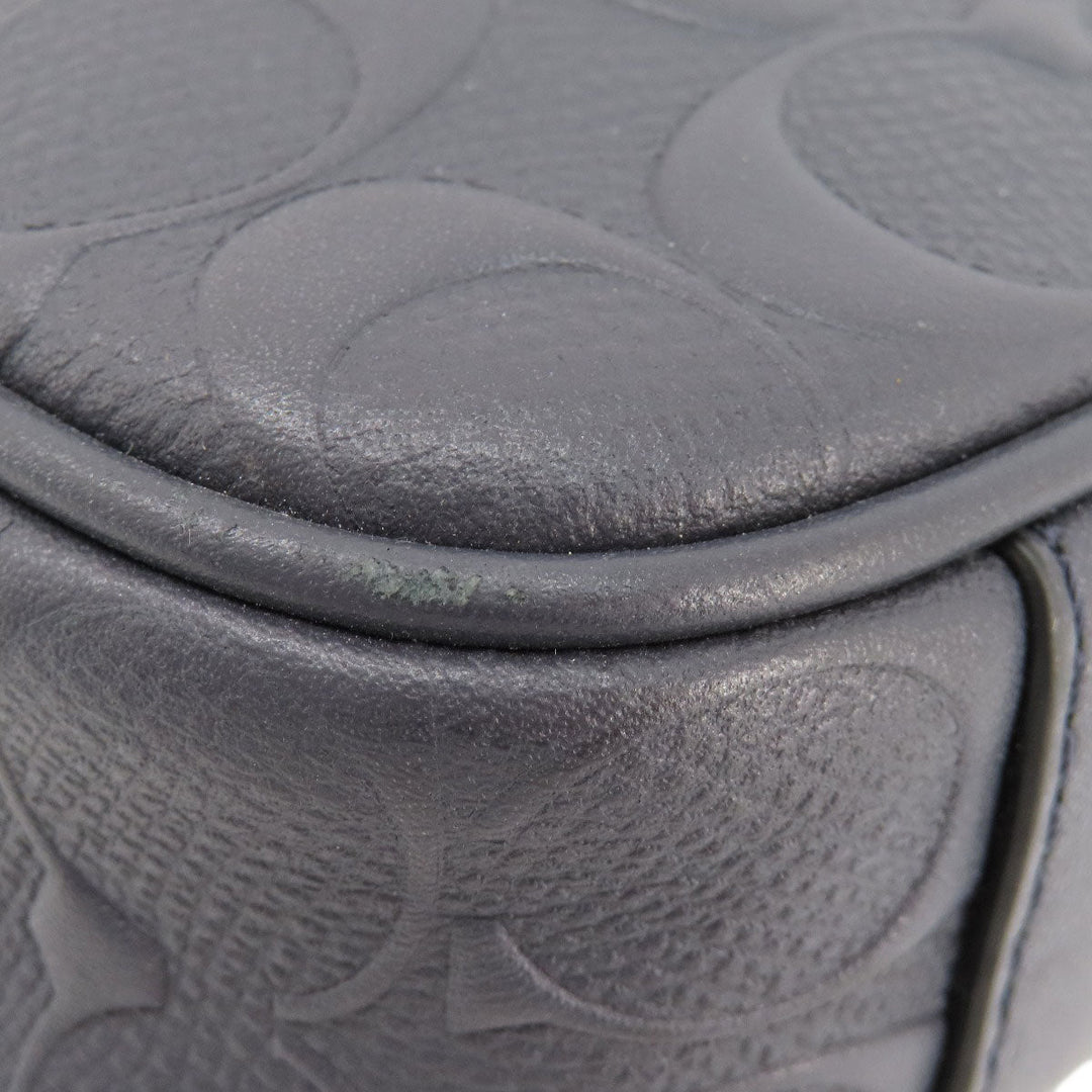 COACH Business bag leather Navy Signature 2WAY Women Used Authentic