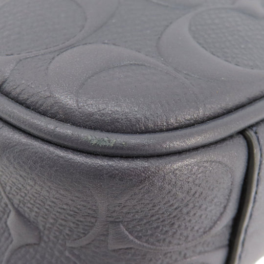 COACH Business bag leather Navy Signature 2WAY Women Used Authentic