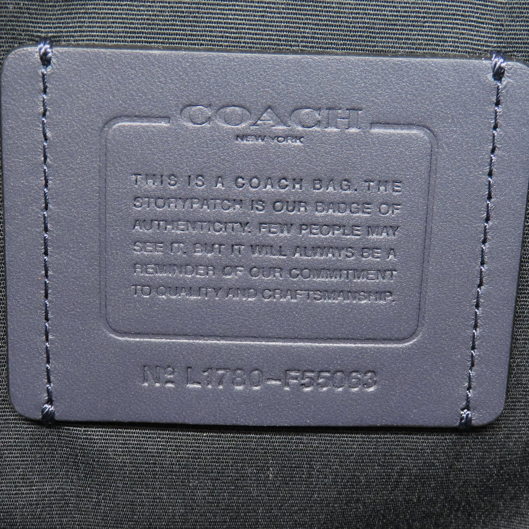 COACH Business bag leather Navy Signature 2WAY Women Used Authentic