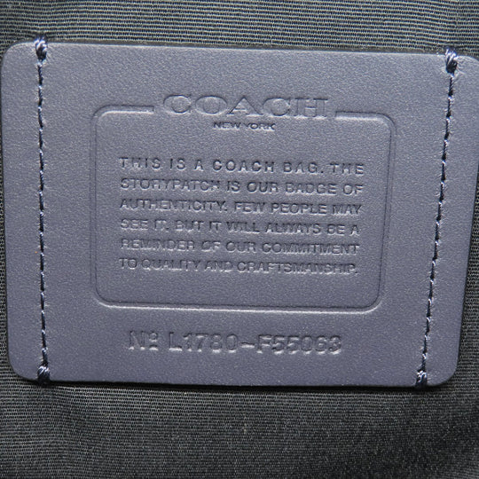 COACH Business bag leather Navy Signature 2WAY Women Used Authentic