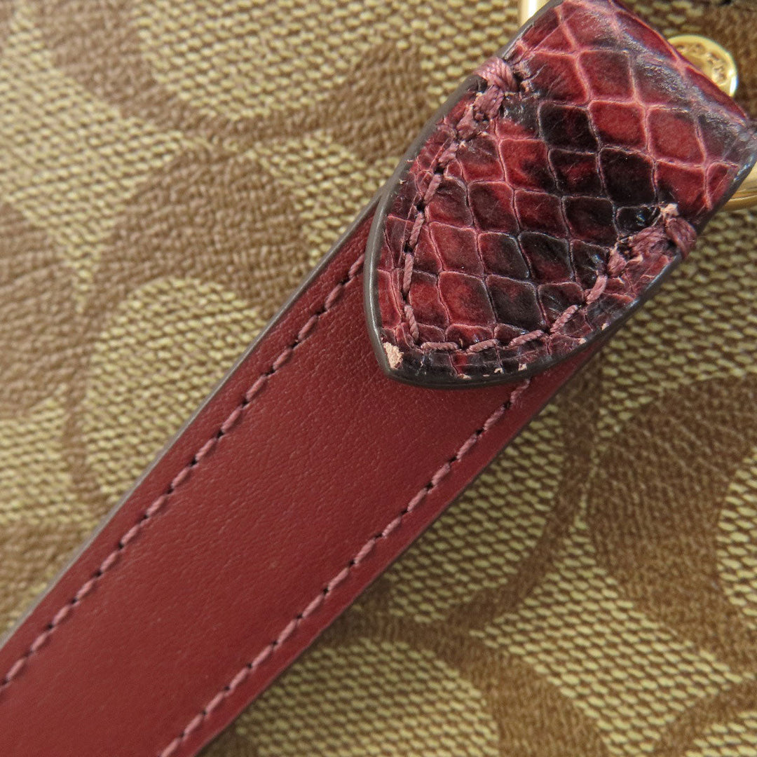 COACH Tote Bag F88233 PVC Brown Signature Women Used Authentic