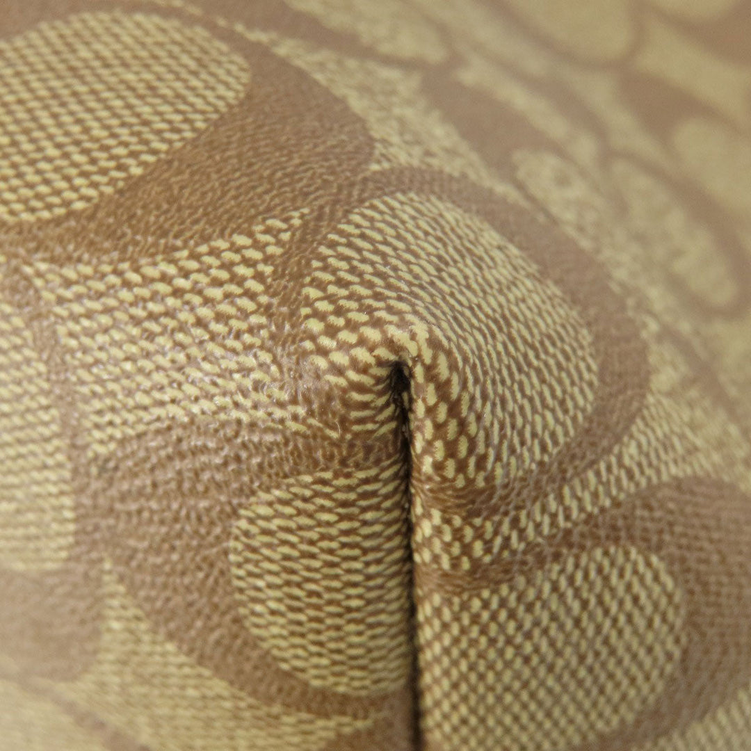 COACH Tote Bag F88233 PVC Brown Signature Women Used Authentic