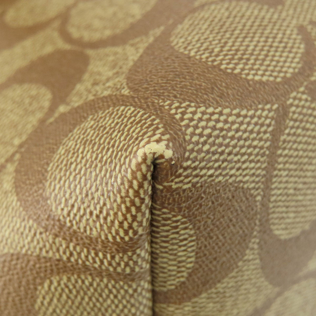 COACH Tote Bag F88233 PVC Brown Signature Women Used Authentic