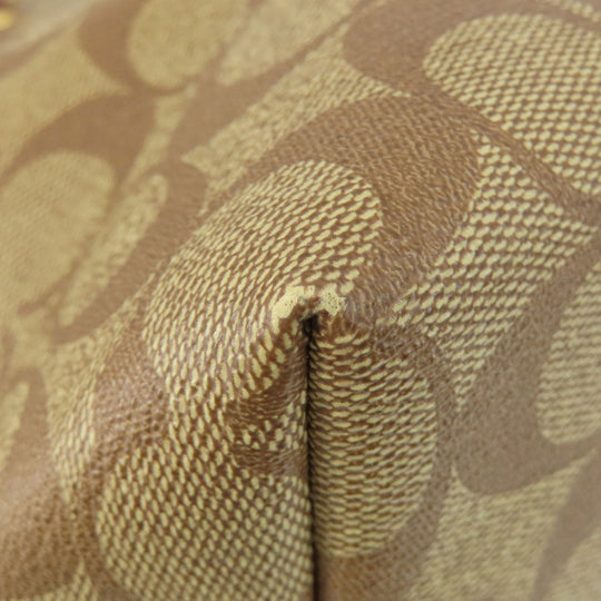 COACH Tote Bag F88233 PVC Brown Signature Women Used Authentic