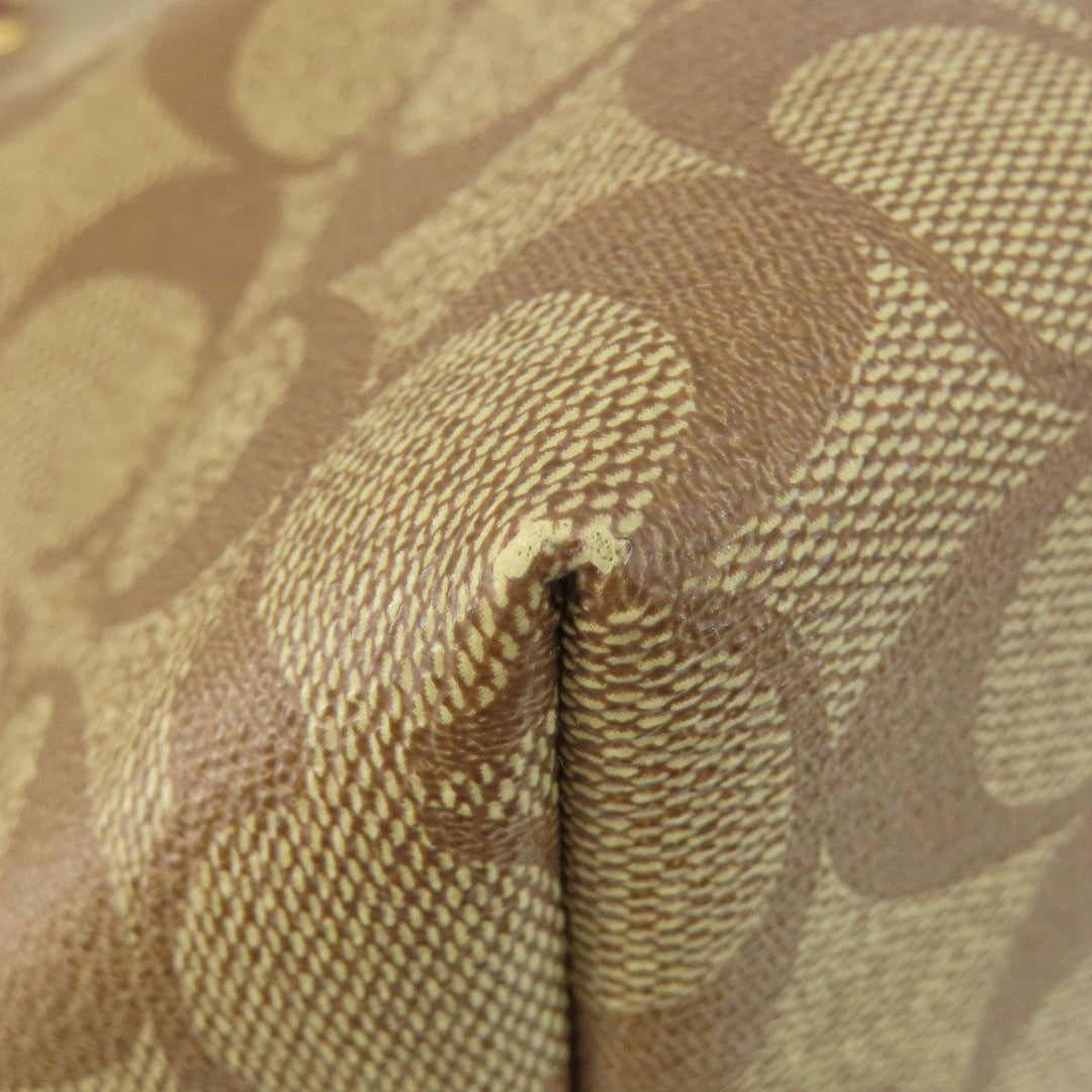 COACH Tote Bag F88233 PVC Brown Signature Women Used Authentic