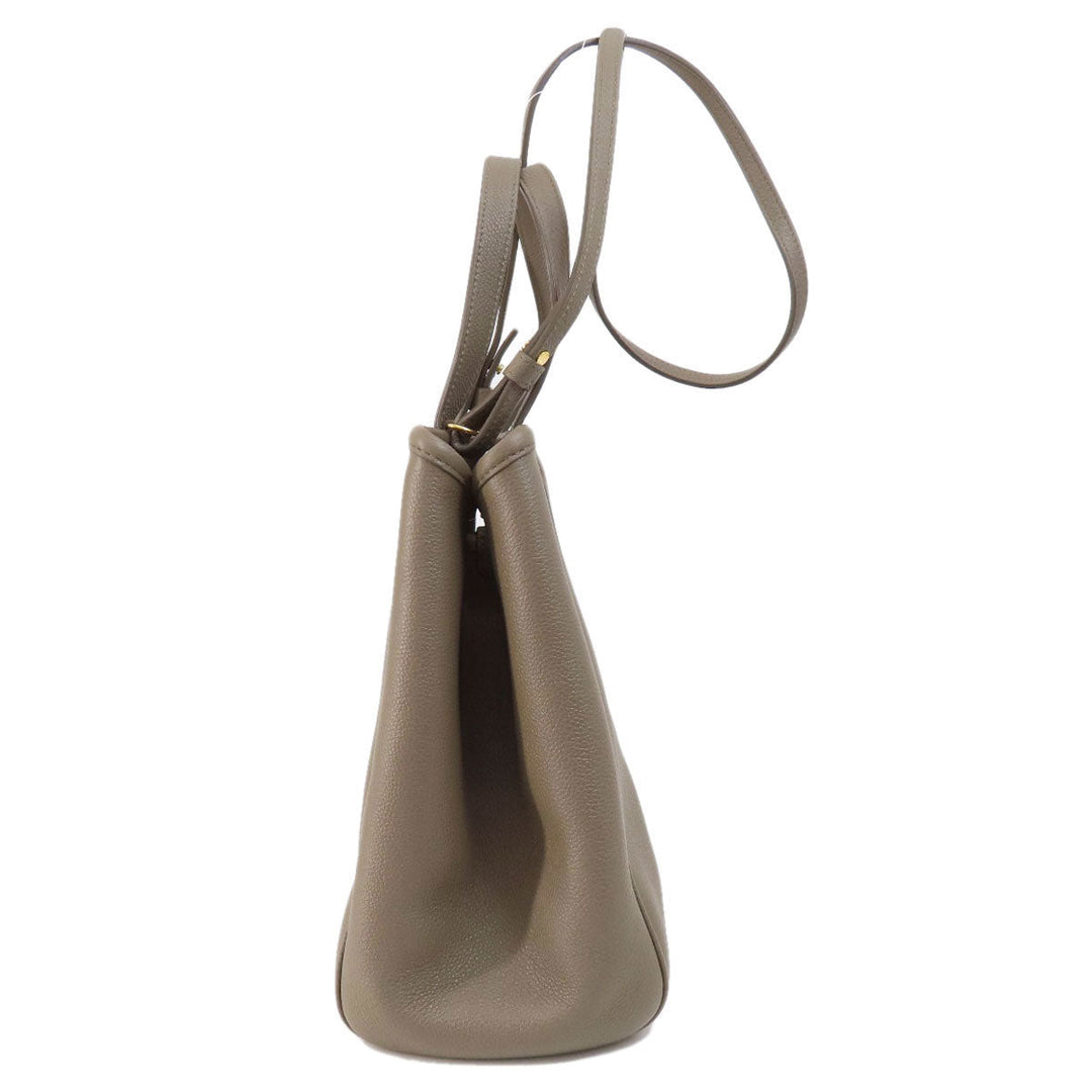CELINE Tote Bag Calfskin Brown logo 2WAY Women Used Authentic