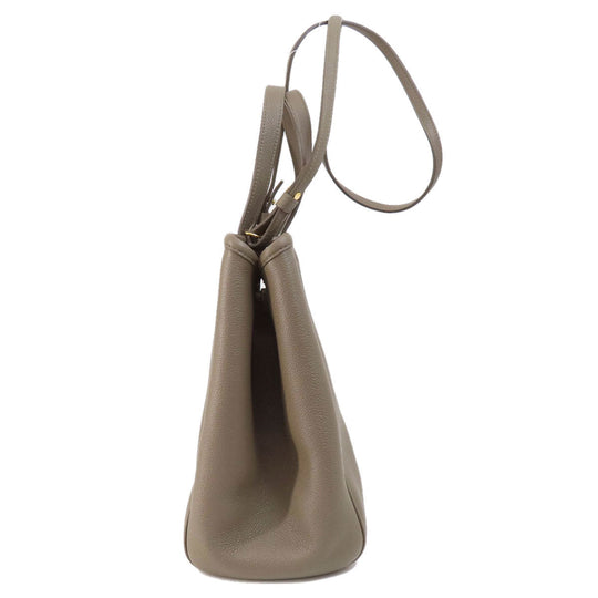 CELINE Tote Bag Calfskin Brown logo 2WAY Women Used Authentic