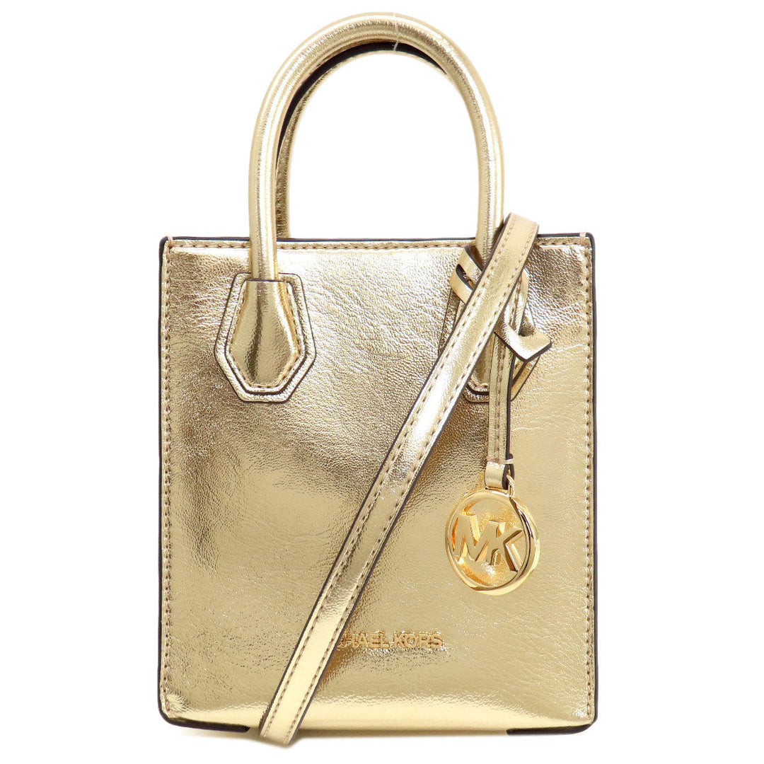 MICHAEL KORS Handbag PVC gold logo 2WAY Women Used Authentic