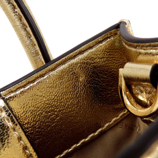MICHAEL KORS Handbag PVC gold logo 2WAY Women Used Authentic