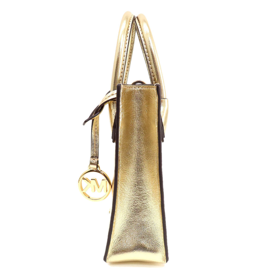 MICHAEL KORS Handbag PVC gold logo 2WAY Women Used Authentic