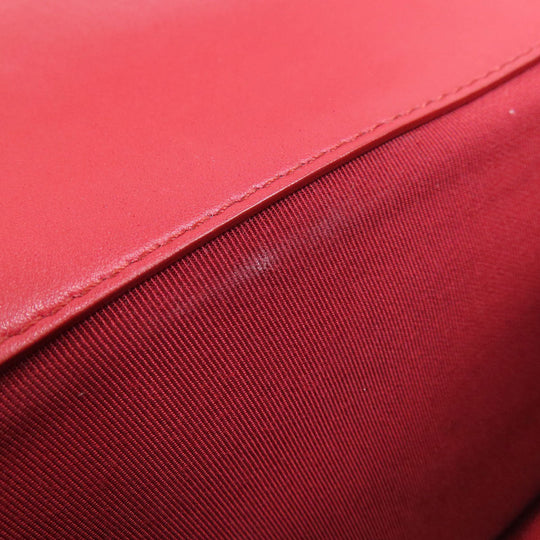 CHANEL Shoulder Bag lambskin Red ChainShoulder Matelasse SilverMetal
