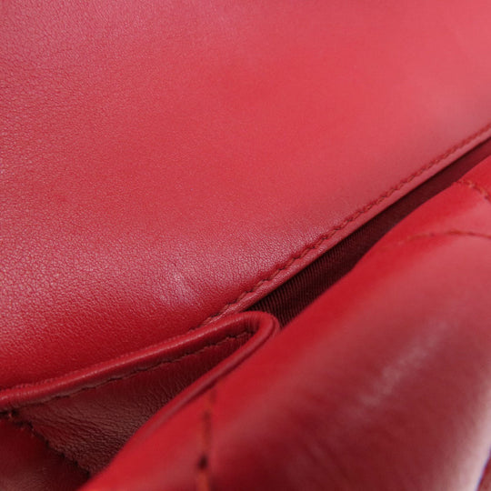 CHANEL Shoulder Bag lambskin Red ChainShoulder Matelasse SilverMetal