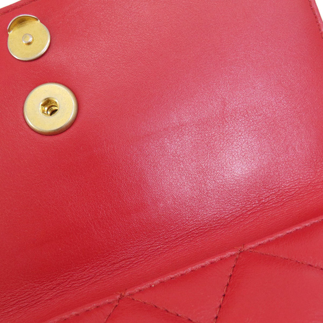 CHANEL Shoulder Bag lambskin Red ChainShoulder Matelasse SilverMetal