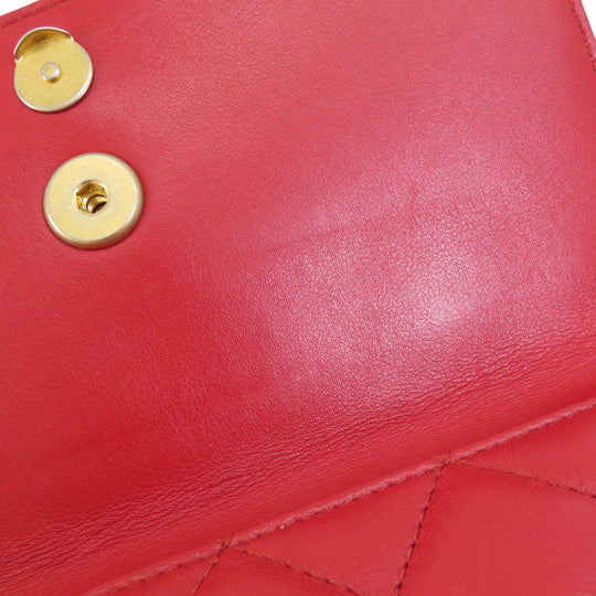 CHANEL Shoulder Bag lambskin Red ChainShoulder Matelasse SilverMetal