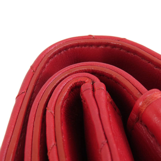 CHANEL Shoulder Bag lambskin Red ChainShoulder Matelasse SilverMetal