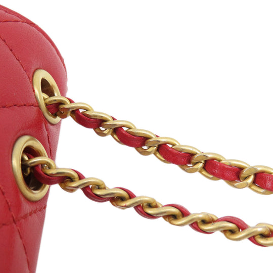 CHANEL Shoulder Bag lambskin Red ChainShoulder Matelasse SilverMetal