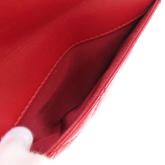 CHANEL Shoulder Bag lambskin Red ChainShoulder Matelasse SilverMetal