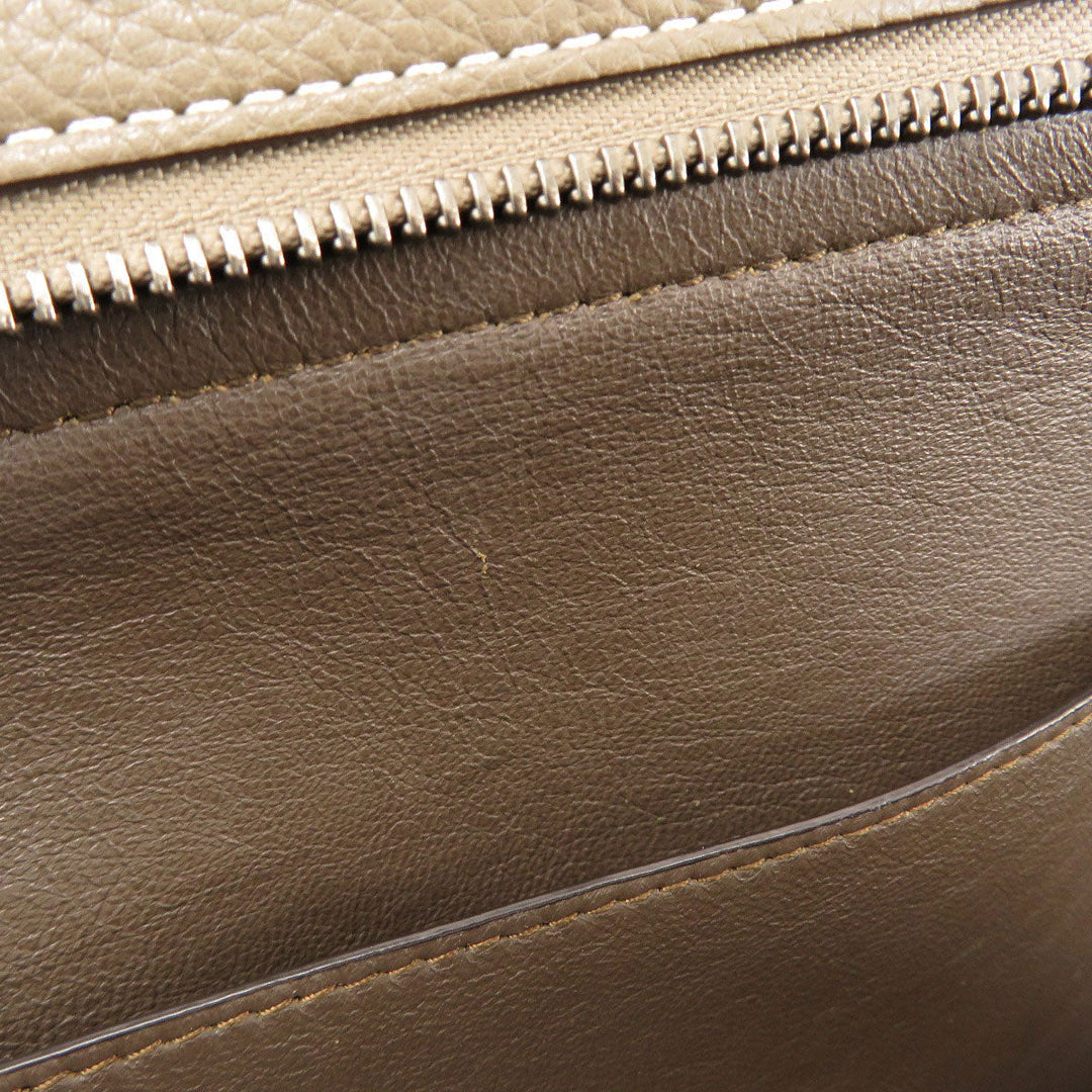 CELINE Tote Bag leather Brown Trapeze 2WAY Women Used Authentic