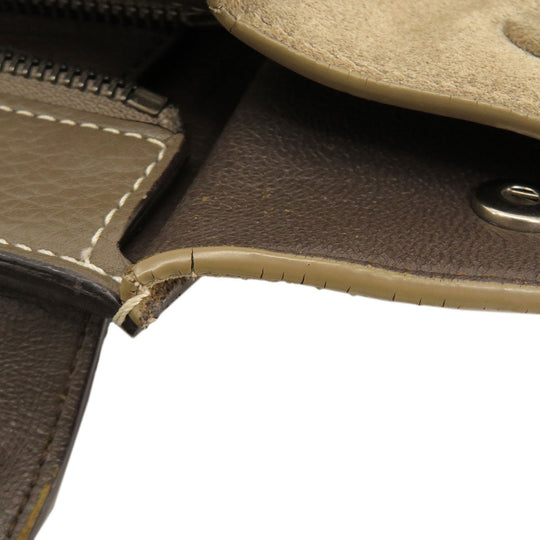 CELINE Tote Bag leather Brown Trapeze 2WAY Women Used Authentic