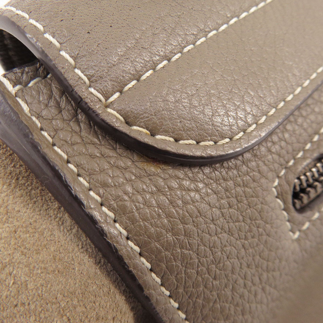 CELINE Tote Bag leather Brown Trapeze 2WAY Women Used Authentic