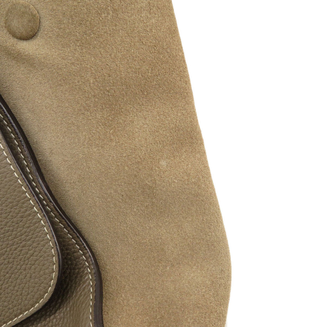 CELINE Tote Bag leather Brown Trapeze 2WAY Women Used Authentic