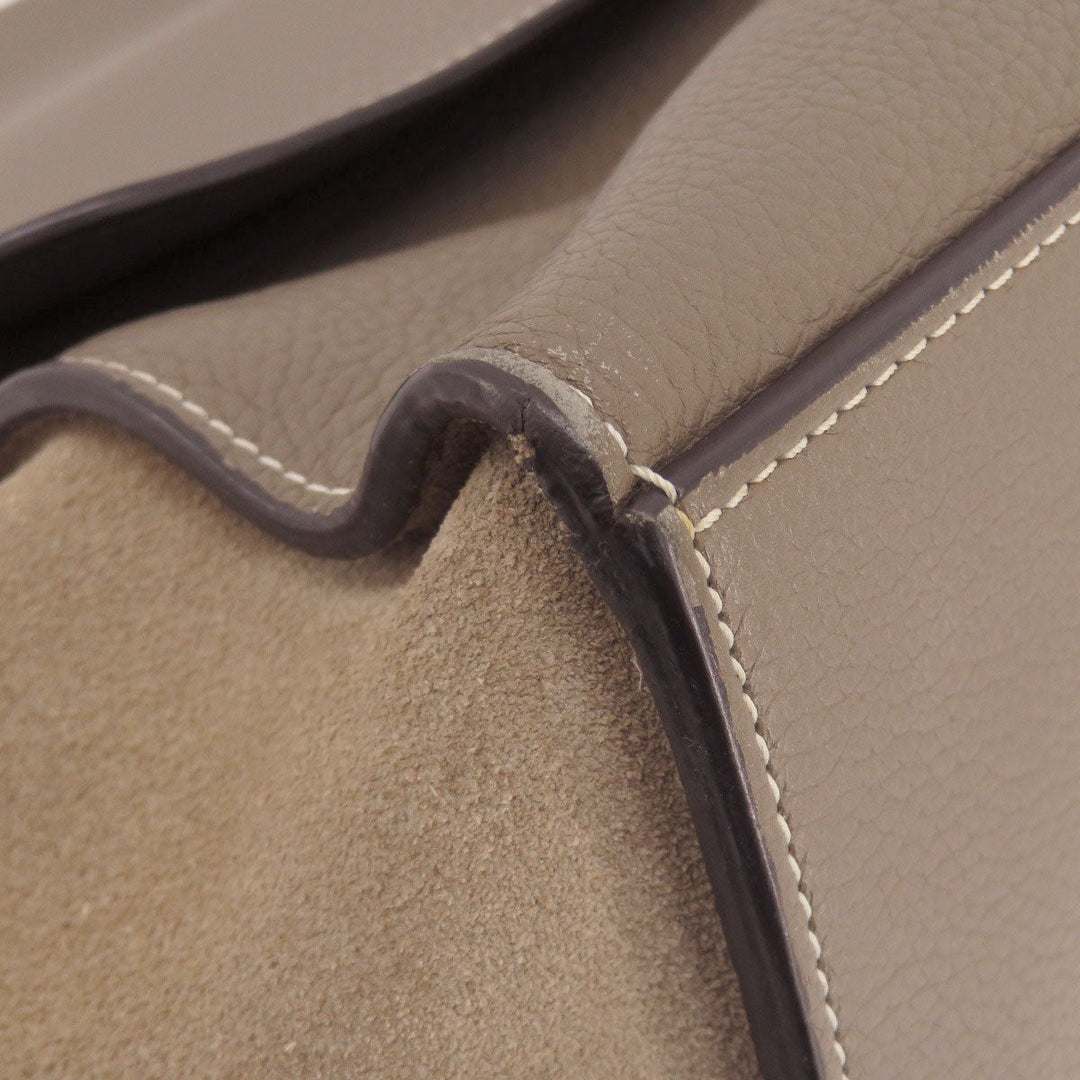 CELINE Tote Bag leather Brown Trapeze 2WAY Women Used Authentic