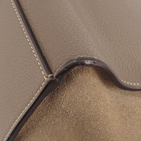 CELINE Tote Bag leather Brown Trapeze 2WAY Women Used Authentic