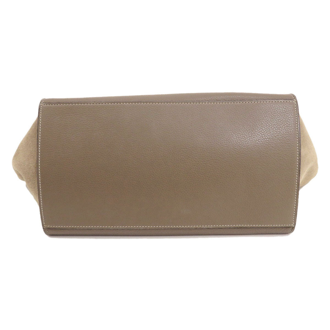 CELINE Tote Bag leather Brown Trapeze 2WAY Women Used Authentic