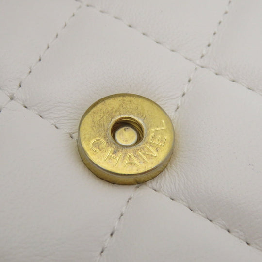 CHANEL Shoulder Bag lambskin white Chain Wallet COCO Mark Matelasse