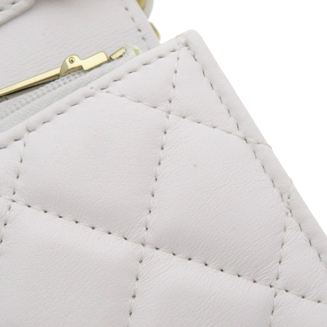 CHANEL Shoulder Bag lambskin white Chain Wallet COCO Mark Matelasse
