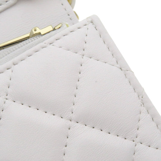 CHANEL Shoulder Bag lambskin white Chain Wallet COCO Mark Matelasse