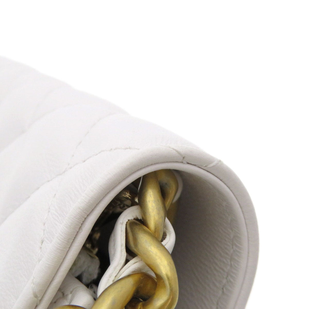 CHANEL Shoulder Bag lambskin white Chain Wallet COCO Mark Matelasse