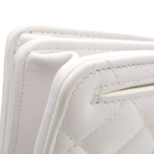 CHANEL Shoulder Bag lambskin white Chain Wallet COCO Mark Matelasse