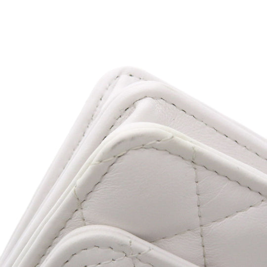 CHANEL Shoulder Bag lambskin white Chain Wallet COCO Mark Matelasse