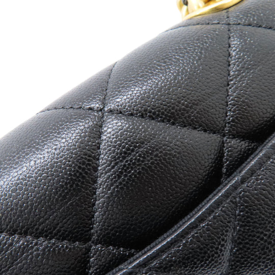 CHANEL Shoulder Bag Grained Calfskin Skin black ChainShoulder Matelasse COCO Mark Gold Metal