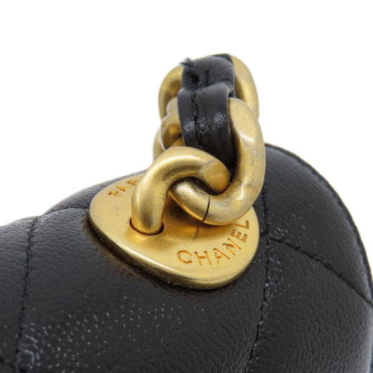 CHANEL Shoulder Bag Grained Calfskin Skin black ChainShoulder Matelasse COCO Mark Gold Metal