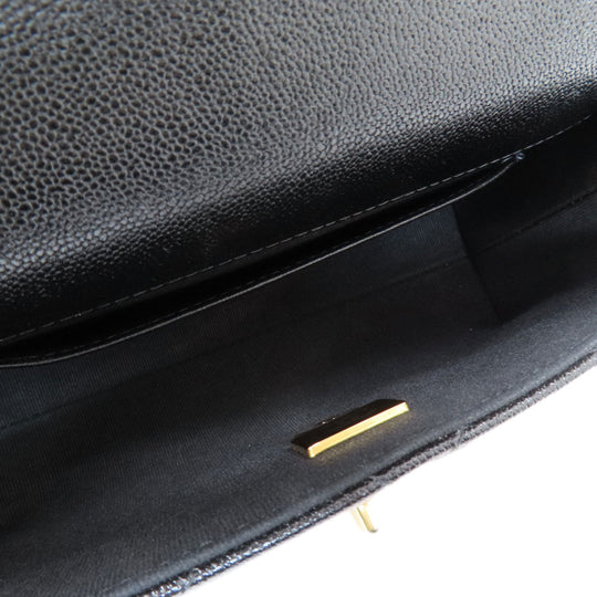 CHANEL Shoulder Bag Grained Calfskin Skin black ChainShoulder Matelasse COCO Mark Gold Metal