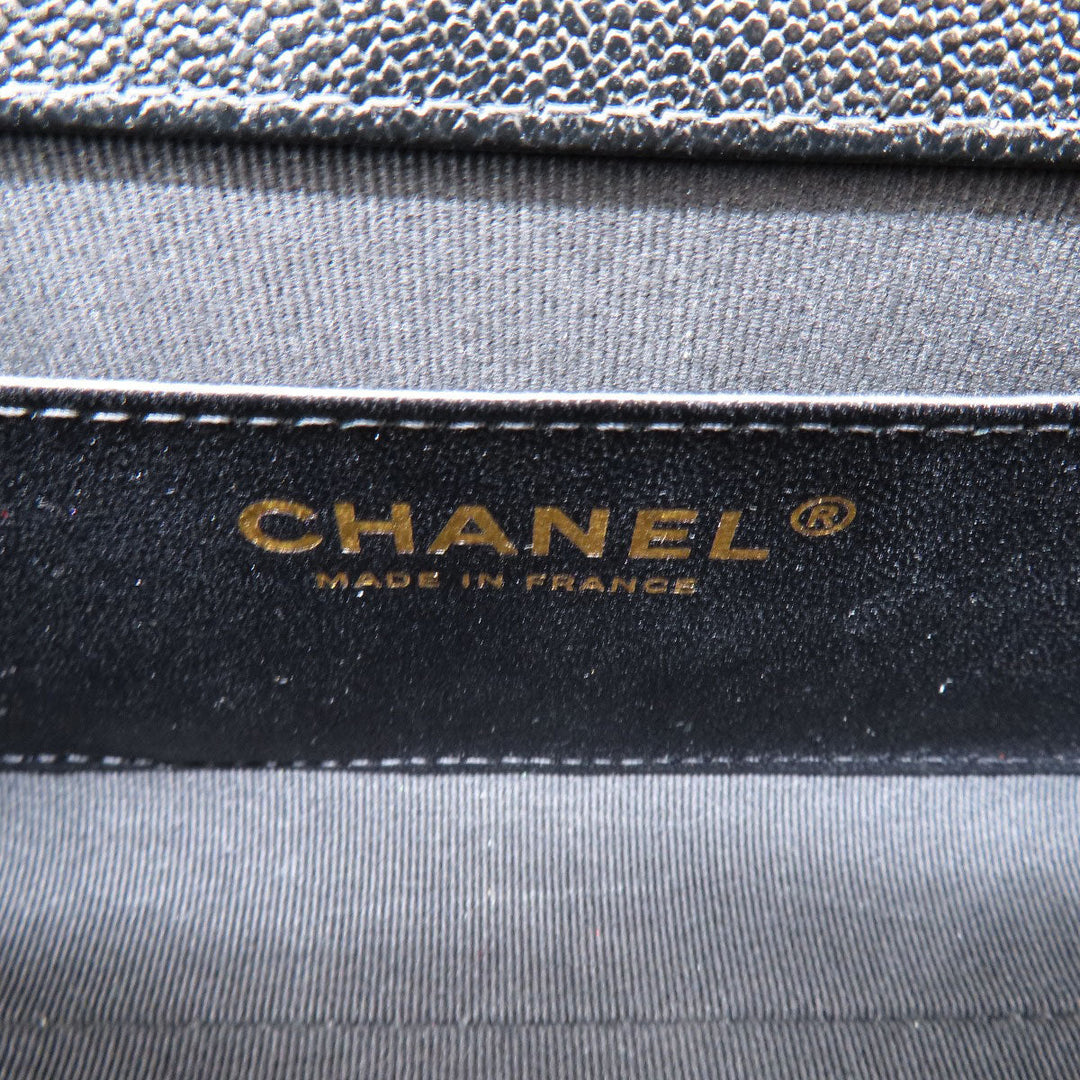 CHANEL Shoulder Bag Grained Calfskin Skin black ChainShoulder Matelasse COCO Mark Gold Metal