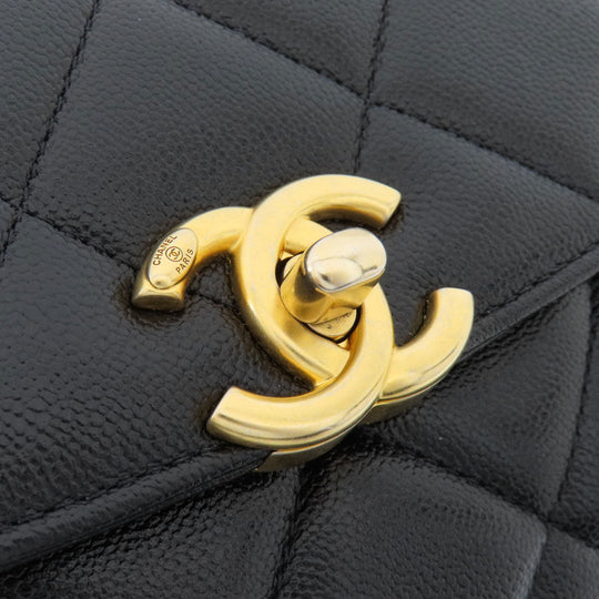 CHANEL Shoulder Bag Grained Calfskin Skin black ChainShoulder Matelasse COCO Mark Gold Metal