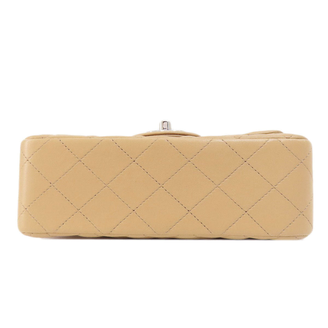CHANEL Shoulder Bag lambskin beige ChainShoulder Matelasse SilverMetal